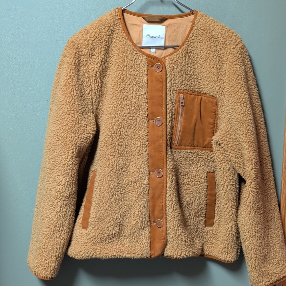 Madewell XL Tan Sherpa Jacket collarless
